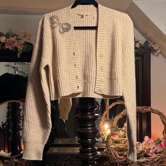 LoveShackFancy wool and cashmere Oatmeal Cardigan XS